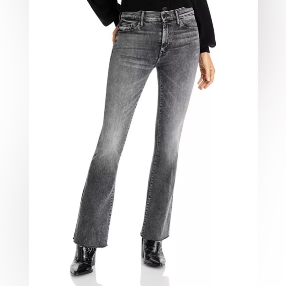 Mother denim - the weekender fray high rise flared jeans in Grey Size 26